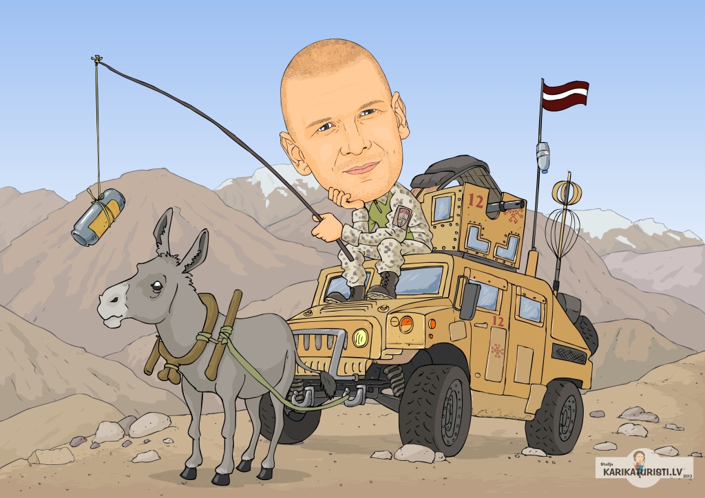 ﻿karikatūra militārs karavīrs tuksnesis mūlis bruņu automa&scaron;īnas zaudēja